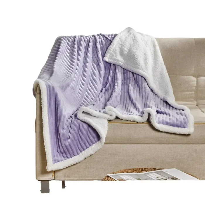 Plazatex Corduroy Sherpa All Season Decorative Throw Blanket 50″ x 60″ Lilac
