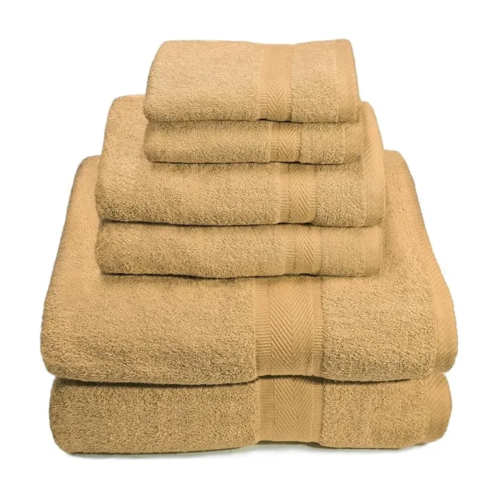 Plazatex Cozy Home 100% Cotton Towel Set – 6 Piece – 56″x56″, Khaki