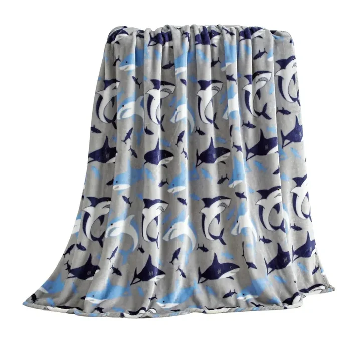 Plazatex Shark Plush Decorative All Season Plum Throw Blanket 50″ x 60″ Blue