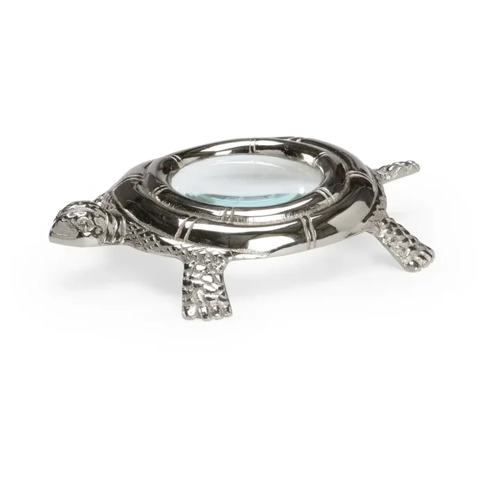 Polished Nickel Turtle Magnifier – Tabletop Decor