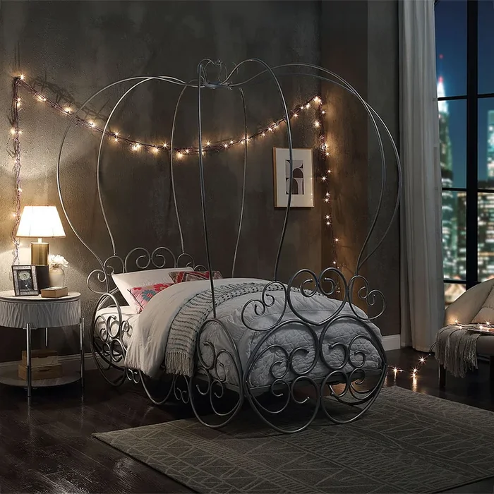 Priya – Twin Bed With Canopy – Silver