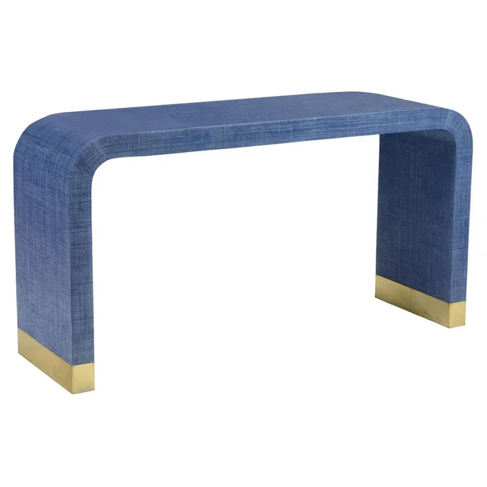 Raffia Console with Antique Brass Feet