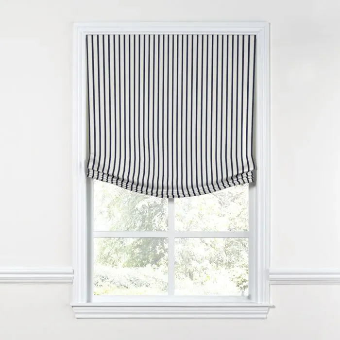 Relaxed Roman Shade in Sunbrella® Lido – Indigo