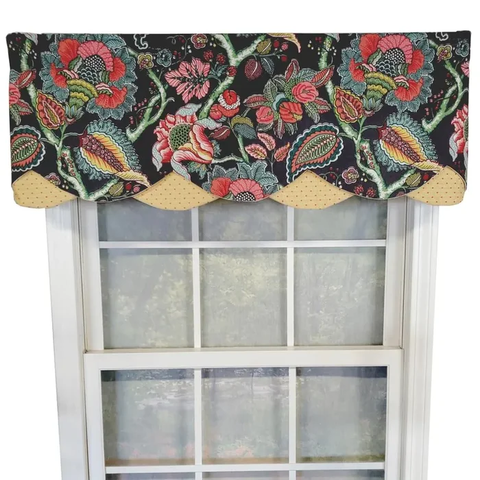 RLF Home Zoe Petticoat 3″ Rod Pocket Lining Luxurious and Elegant Window Treatment Valance 50″ x 15″ Black