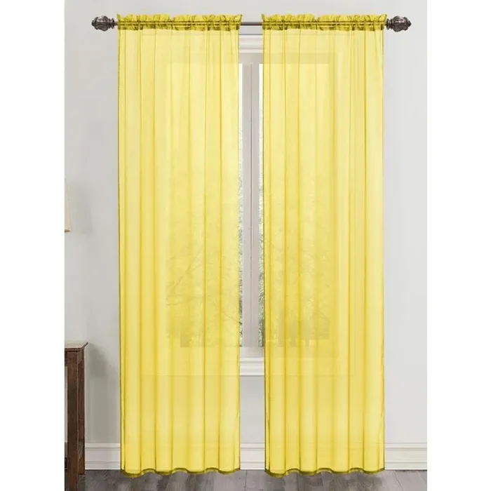 RT Designers Collection Celine Sheer 55 x 90 in. Rod Pocket Curtain Panel Neon Yellow