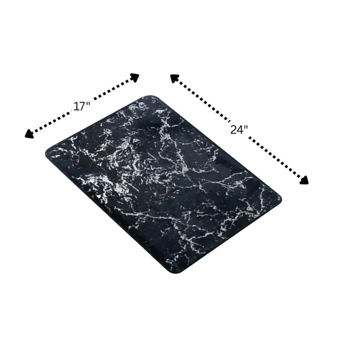 RT Designers Collection Galactic Rabbit Fur Premium Foam Rug 17″ x 24″ Navy with Silver Foil