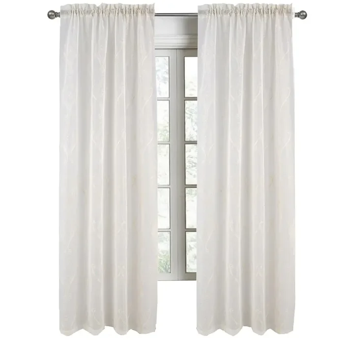 RT Designers Collection Pearl Emb Metallic Doily Rod Pocket Room Darkening Window Curtain Panel for Bedroom Gold