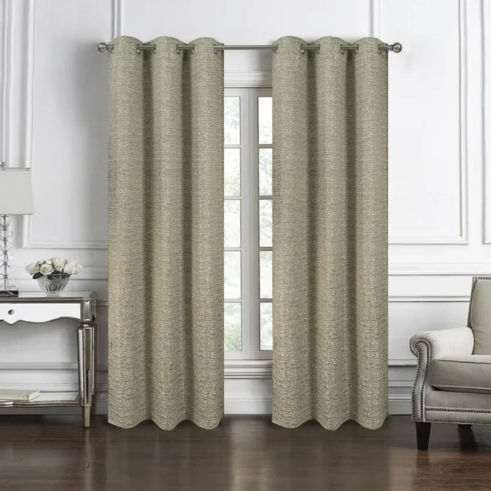 RT Designers Collection Roman Jacquard Premium & Stylish Grommet Panel Pair 54″ x 84″ Taupe