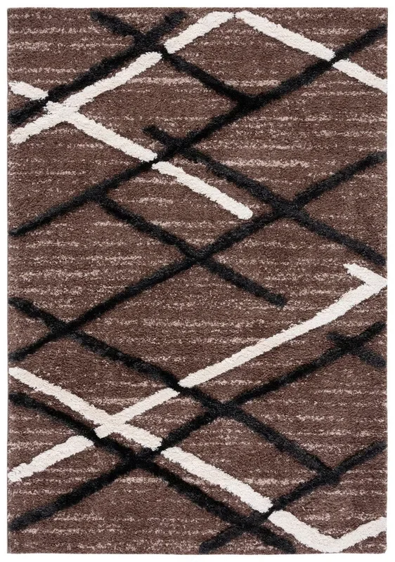 Safavieh Hi-Lo Shag Hls206T Brown/Ivory Charcoal Rug