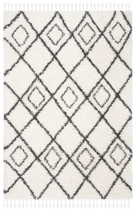 Safavieh Moroccan Tassel Shag Mts335A Ivory/Dark Grey Rug