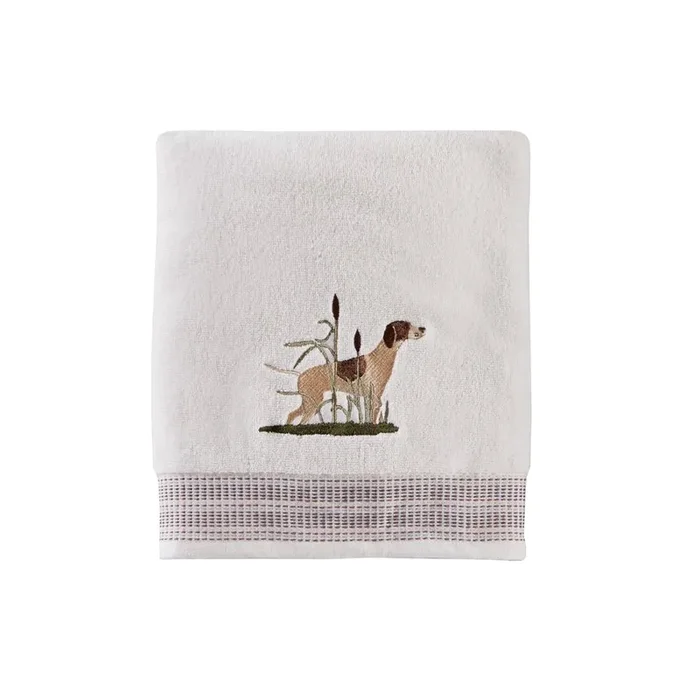 Saturday Knight Ltd Adirondack Dogs Outdoor Life Woven End Hem Bath Towel – 27×50″, White
