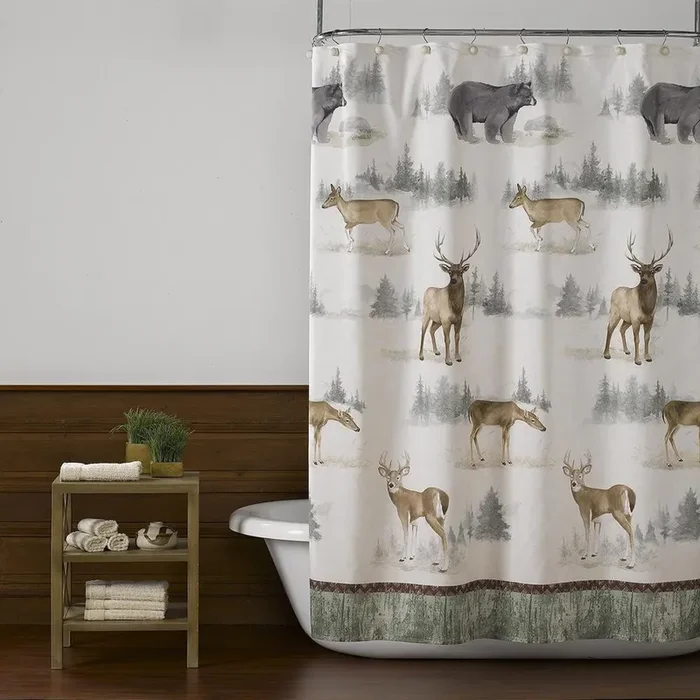 Saturday Knight Ltd Home On The Range Wildlife Fabric Shower Curtain – 70×72″, Multi