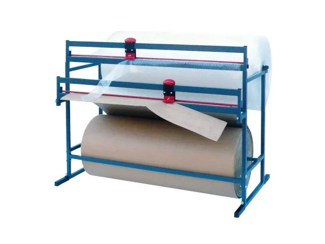 Schneidständer für Packpapier und Folienrollen 2-fach, grau – bis 100 cm – 2 Schneideeinheiten – feststehend – PF25