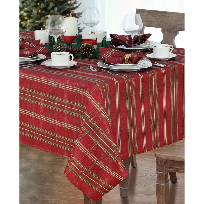 Shimmering Plaid Tablecloth