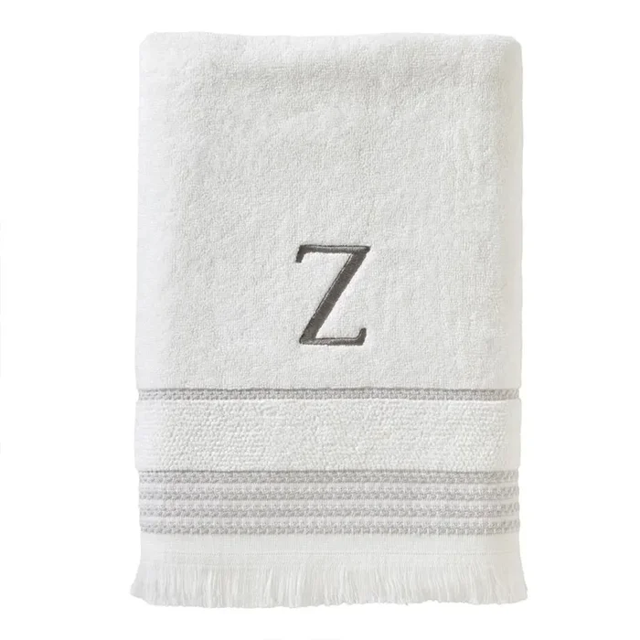 SKL Home By Saturday Knight Ltd Casual Monogram Bath Towel Z – 28X54″, White