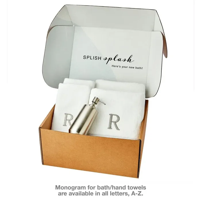 SKL Home By Saturday Knight Ltd Casual Monogram Splash Gift Box Y – 5-Piece – 16.75X10.88X6.32″, White