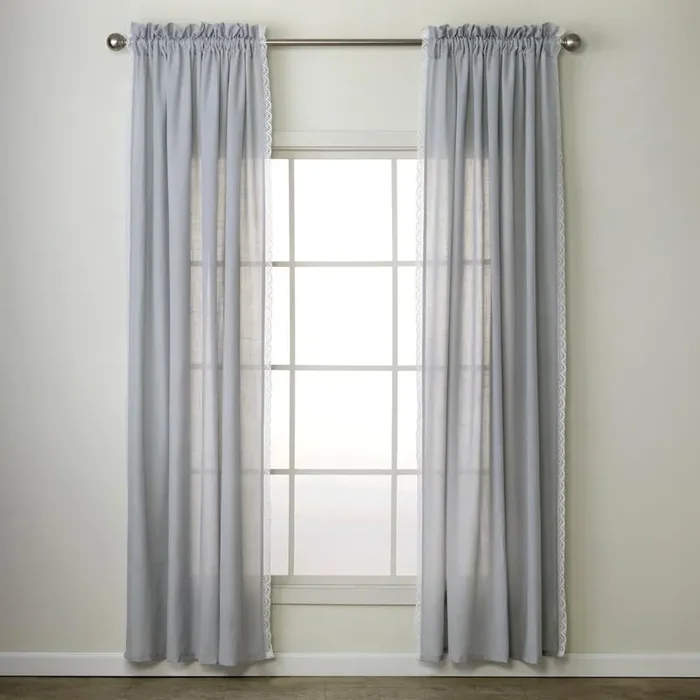 SKL Home By Saturday Knight Ltd Catherine Crochet Window Curtain Panel Pair – 104X63″, Silver
