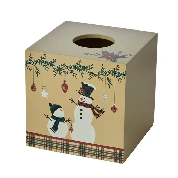 SKL Home By Saturday Knight Ltd Rustic Plaid Snowman Tissue Dispenser – 5.83X5.87X5.8″, Multi