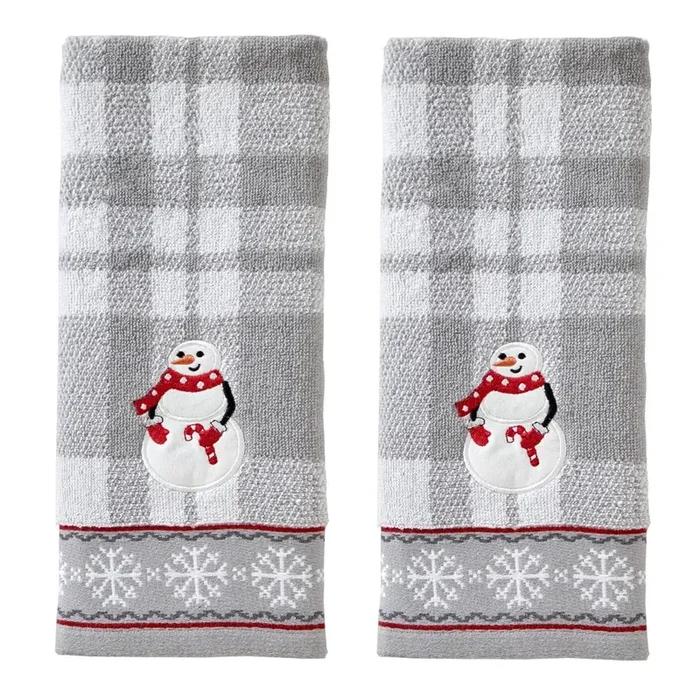 SKL Home By Saturday Knight Ltd Whistler Snowman Hand Towel – 2-Pack – 16X25″, Gray