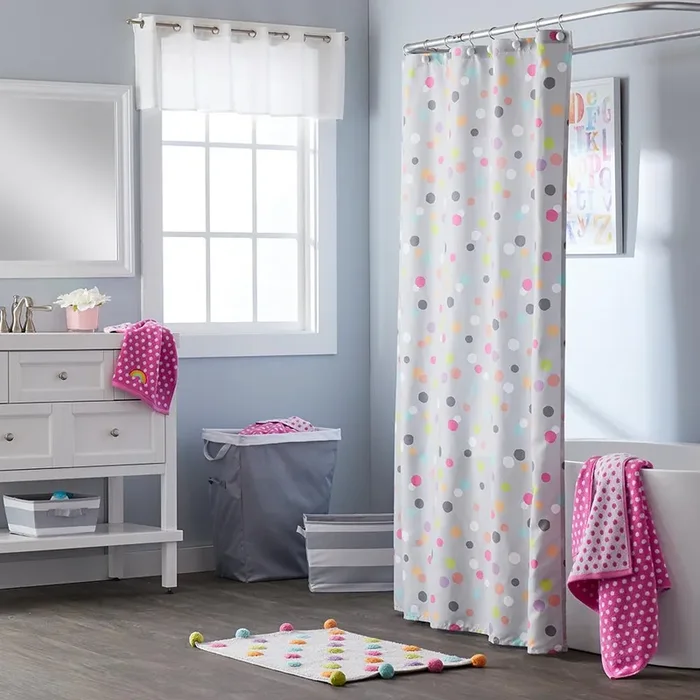 SKL Home Saturday Knight Ltd Confetti Colorful Circles Tufted Bathroom Shower Curtain – 70 X 72″, Multi