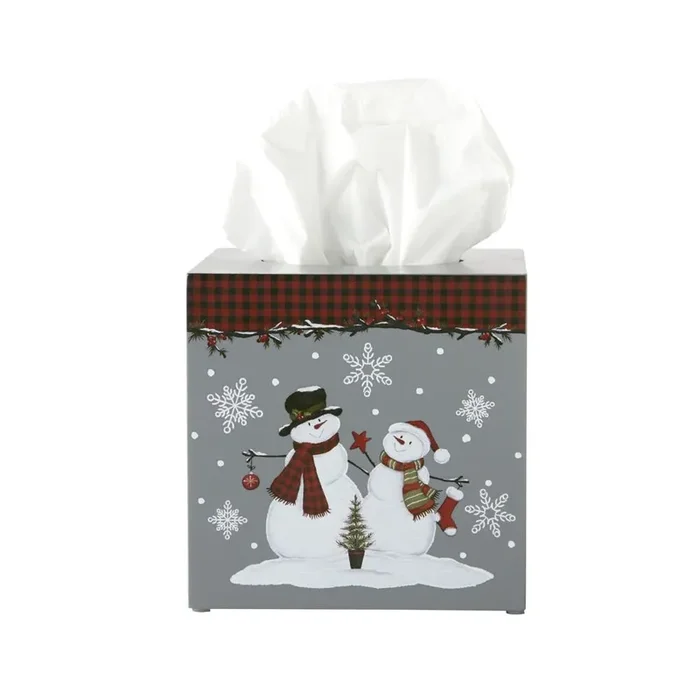 SKL Home Saturday Knight Ltd Woodland Winter Tissue Box Cover – 5.79×5.87×5.82, Red