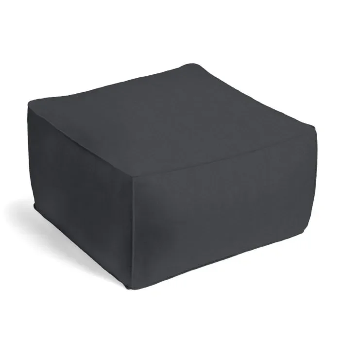 Square Pouf in Classic Linen – Steel