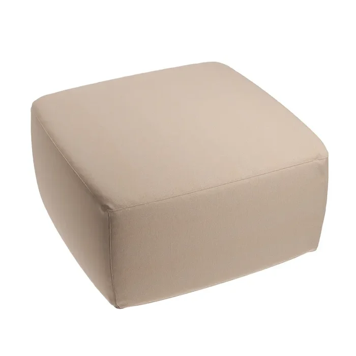 Square Pouf in Slubby Linen – Caramel