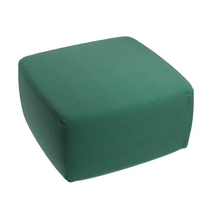 Square Pouf in Slubby Linen – Spruce