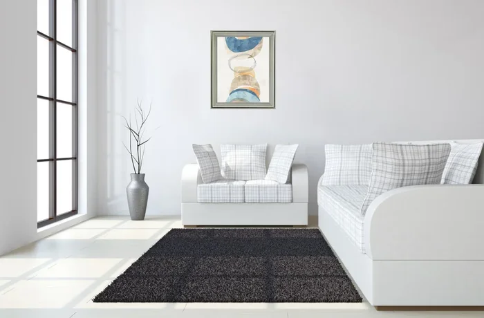 Stacked Serene Shapes – 28″ x 34″ Framed Wall Art