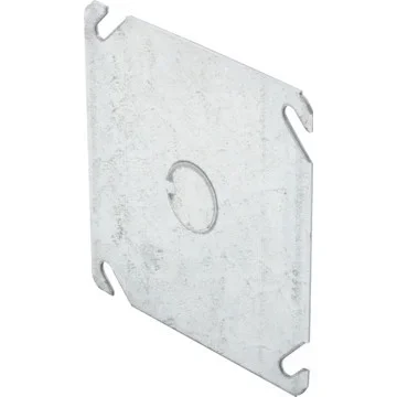 Steel 4″ Square Flat Cover With 1/2″ Knockout