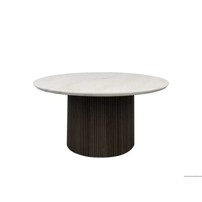Sylvie – Round Table With White Faux Marble Top And Base