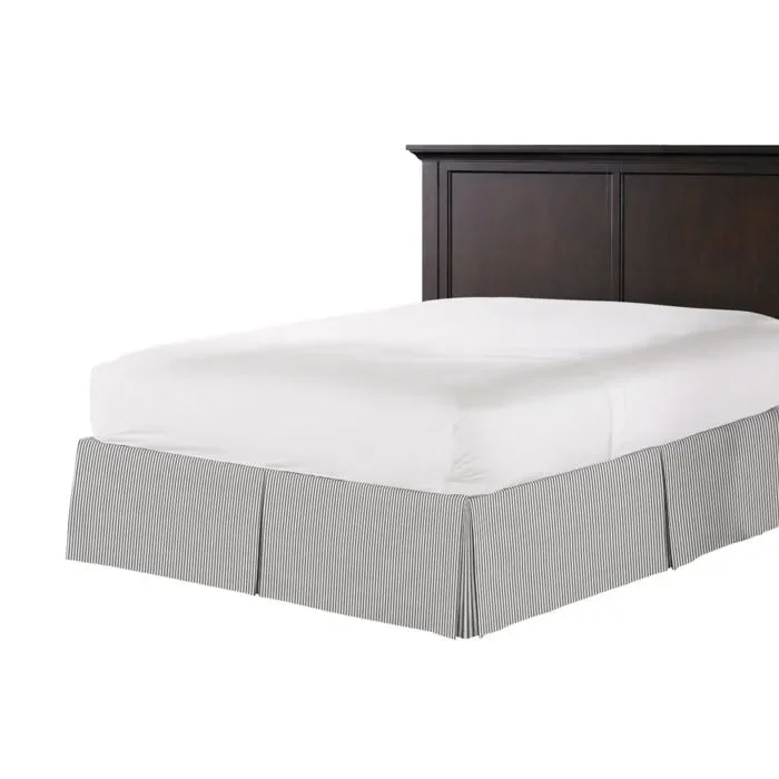 Tailored Bedskirt in Little White Line – Black