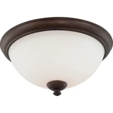 Three Light Ceiling Fixture Prairie Bronze Frosted Glass