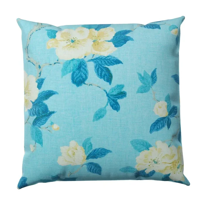 Throw Pillow in Grandma’s Floral – Pale Blue