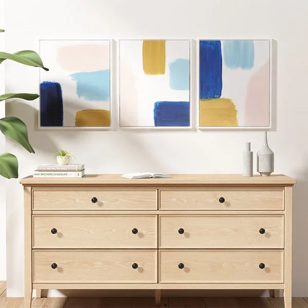 Urban Habitat Wandering Strokes Abstract Framed Canvas 3 Piece Set UH95C-0033
