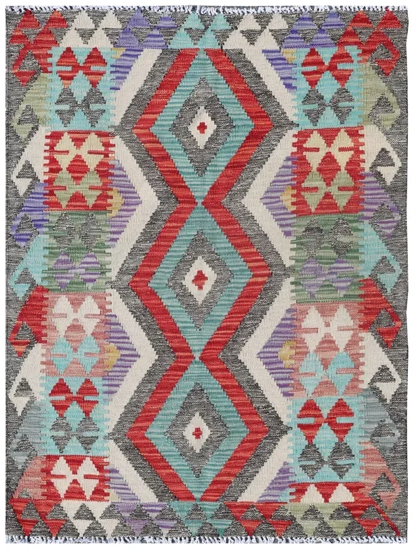 Uzbek Kilim Handwoven Tribal Rug, J72895