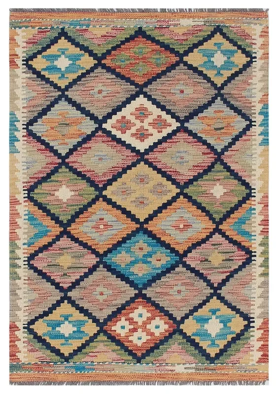 Uzbek Kilim Handwoven Tribal Rug, J80148