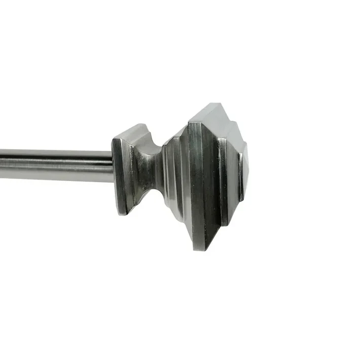 Versailles Industria Stacked Steel Heavy Duty Curtain Rods for Windows Set Brushed Nickel