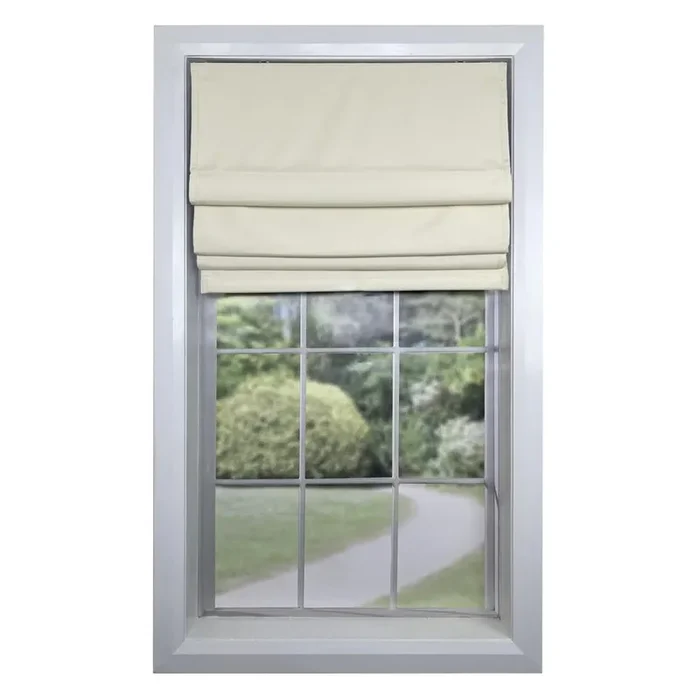 Versailles Octavia Cordless Roman Blackout Shades For Windows Insides/Outside Mount Ivory