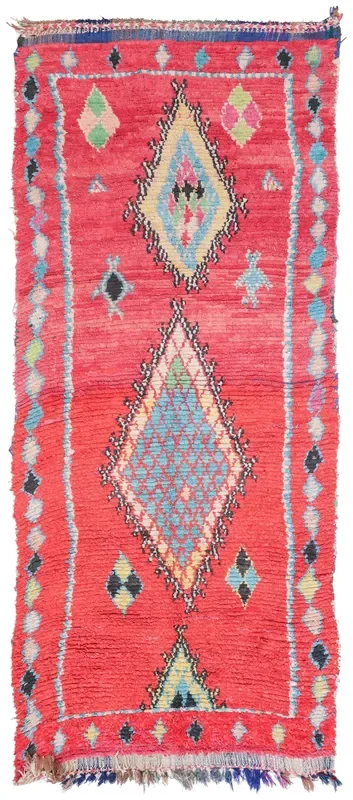 Vintage Berber Handwoven Tribal Rug, j74157