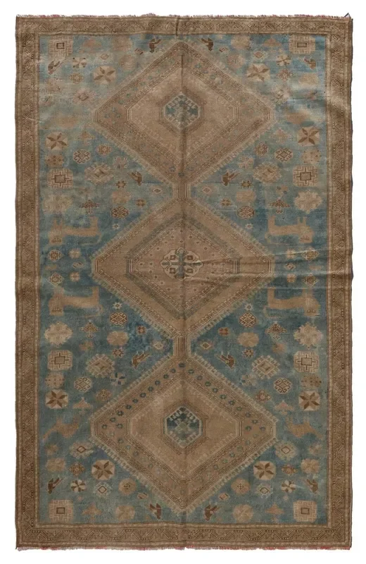 Vintage Shiraz Handwoven Tribal Rug, J72693