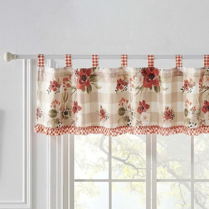 Wheatly Farmhouse Gingham Tab Top Valance 84″ x 19″ by Greenland Home Fashion