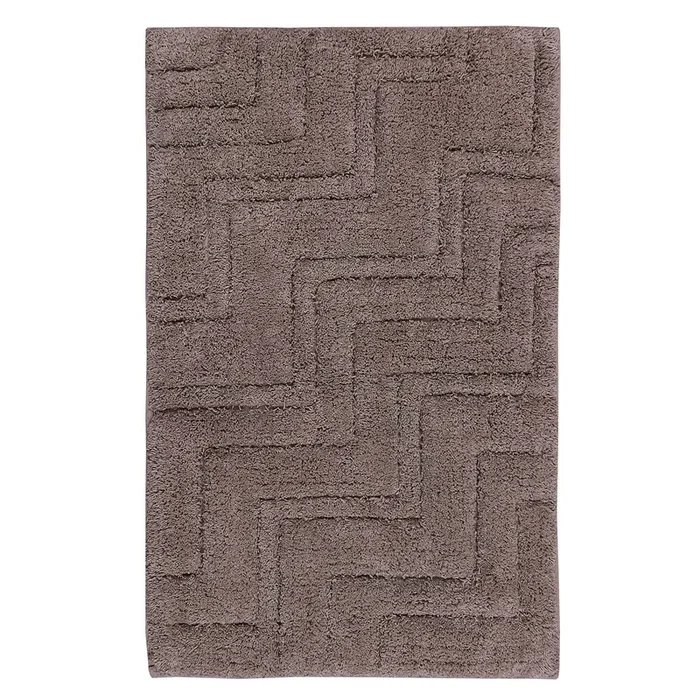 Zig Zag Pattern Cotton Non-Skid Back Bath Rug 24″ x 40″ Stone by Castle Hill London