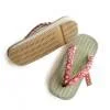Zori (Japanese Sandals) Rush grass, Tatami Sandals, Japanese Thong Sandals, Red Asanoha Flax Leaf